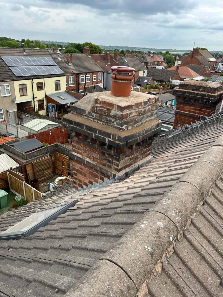 This is a photo taken from a roof which is being repaired by LJ Roofing Witney it shows a street of houses, and their roofs